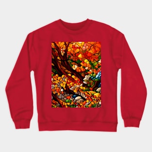 Stained Glass Autumn Foliage Crewneck Sweatshirt